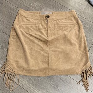 Double D Ranch Camel Suede Fringe Mini Skirt